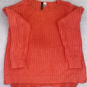 H&M coral chunky knit sweater w/ split hem
